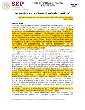 UnADM: Ser Estudiante En Ambientes Virtuales De Aprendizaje