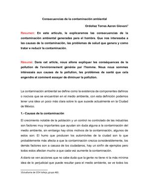 Consecuencias de la contaminación ambiental