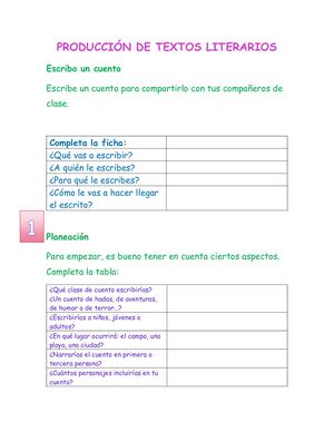 Taller De Producción De Textos Literarios