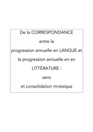 Progression Langue & Littérature 3è Compressed