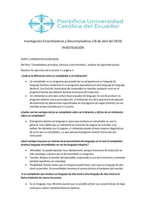 Investigación Ensambladores Y Descompiladores
