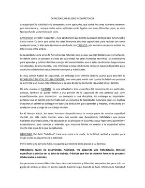 Capacidad, Habilidad Y Competencia