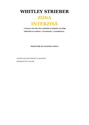 Zona Interzisa - Whitley Strieber