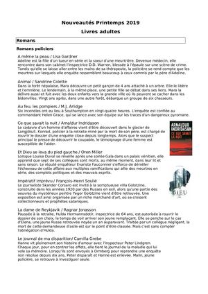 Nouveautes Printemps 2019