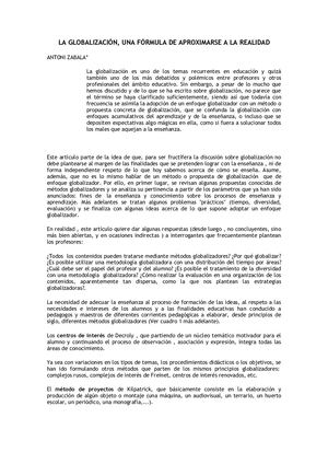 La Globalización, Una Fórmula De Aproximarse A La Realidad