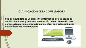 Clasificacion De La Computadora