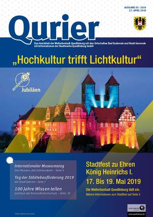 Qurier 05/2019 vom 27.04.2019 - Das Amtsblatt der Welterbestadt Quedlinburg mit den Ortschaften Bad Suderode und Stadt Gernrode mit Informationen der Stadtwerke Quedlinburg GmbH
