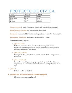 Proyecto Cívica Undécimo año