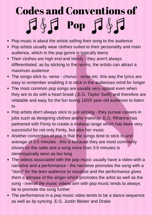 Codes And Conventions Of Pop