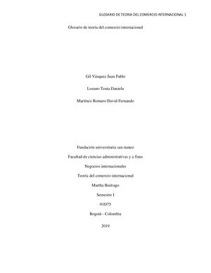 Glosario De Teoria Del Comercio Internacional