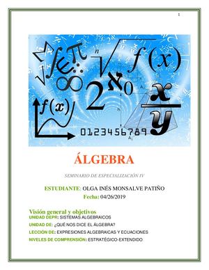 ÁLgebra Elaboracion Olga Inés Monsalve Patiño