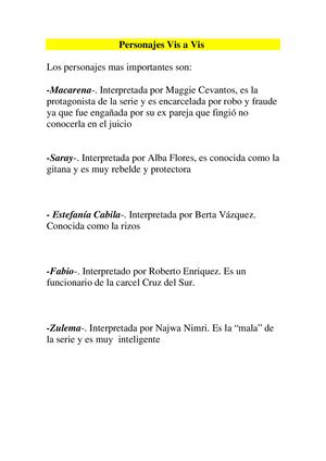 Personajes Vis A Vis