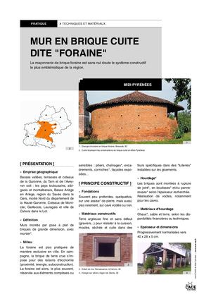 Système constructif traditionnel - Mur en brique foraine