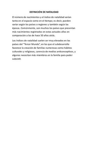 Definición De Natalidad 10