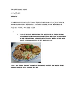 Platos Tipicos Del Choco
