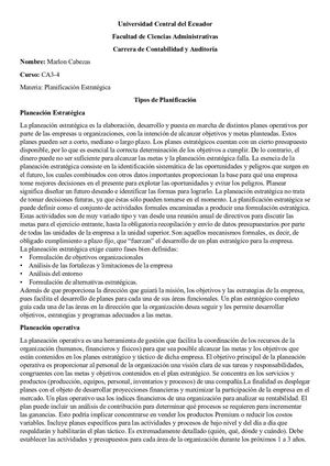 Tipos De Planificacion