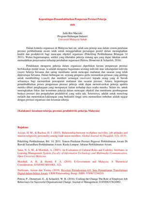 Kepentingan Penilaian Prestasi Pekerja