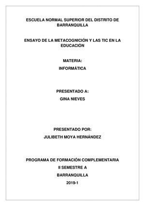 Ensayo Metacognición