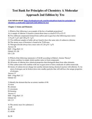 Test Bank For Principles Of Chemistry A Molecular Approach 2nd Edition By Tro