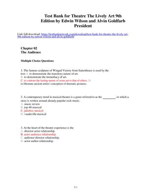 Test Bank For Theatre The Lively Art 9th Edition By Edwin Wilson And Alvin Goldfarb