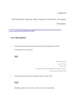 Test Bank For Basic Statistics For Business And Economics 8th Edition By Lind Marchal And Wathen