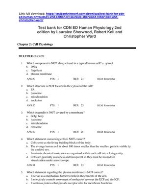 Test Bank For Cdn Ed Human Physiology 2nd Edition By Sherwood Kell And Ward