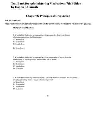 Test Bank For Administering Medications 7th Edition By Gauwitz