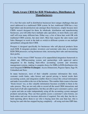 Stock Aware Crm For B2b Wholesalers, Distributors & Manufacturers