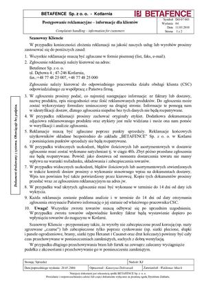PL - Betafence zgloszenie reklamacji