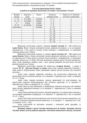 Критерії оцінювання з математики 9 клас.