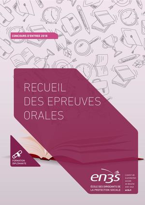 Recueil des épreuves orales - Concours EN3S 2018