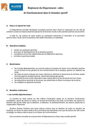 B. Domaines Sportifs Fonctionnement