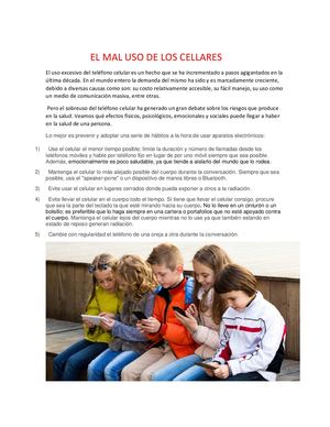 El Uso Excesivo Del Teléfono Celular Es Un Hecho Que Se Ha Incrementado A Pasos Agigantados En La úLtima Década
