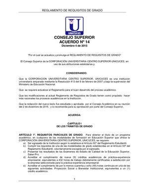 Reglamento Requisitos De Grado