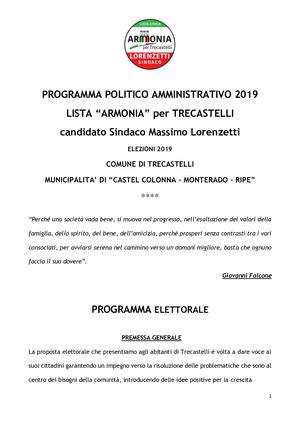 Programma Armonia Per Trecastelli 17 Aprile 2019
