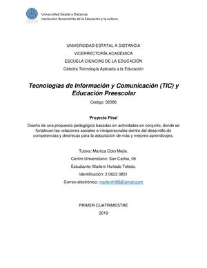 Tic En Educación Preescolar, 2086 Proyecto Final