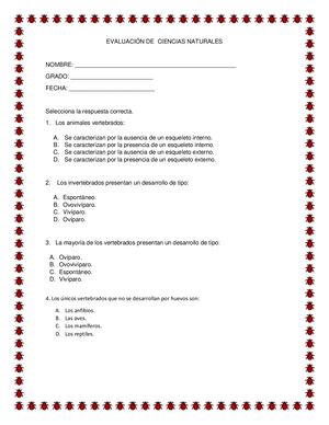 Evaluación De Ciencias Naturales