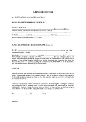 Formularios Derechos Arco Derecho De Acceso