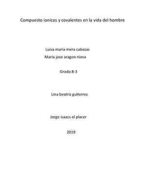 Compuesto Ionicos Y Covalentes En La Vida Del Hombre