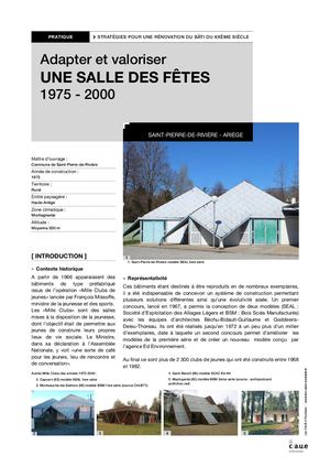 Pistes de réflexion pour la réhabilitation et la valorisatin d'une salle Des Fetes 1975 2000 Bis