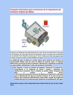 Campaña Informativa Para Concienciar De La Importancia De Mantener Limpias Las Aljibes