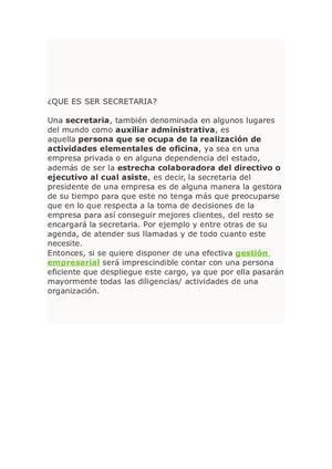 Que Es Ser Secretaria