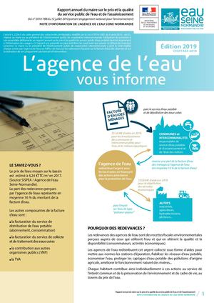 2019-Note de l'agence de l'eau pour le rapport sur le prix et la qualité des services 2019
