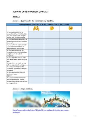 Activités Ud Séances 1 8