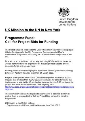 Call For Bids International Programme