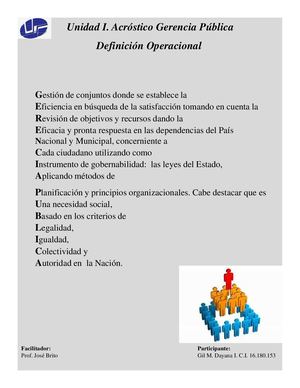 Unidad I Acróstico Gerencia Pública Operacional