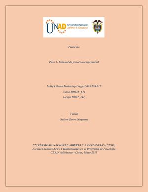 Paso 3 Manual De Protocolo Empresarial Actividad Individual Leidy Madariaga Vega Grupo 80007 147