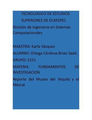 Reporte Del Museo Del Tequila Y El Mezcal