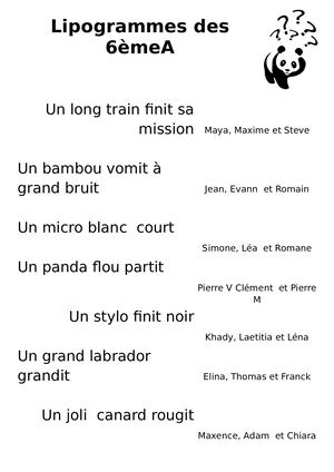 "6èmes lipogrammatiques"