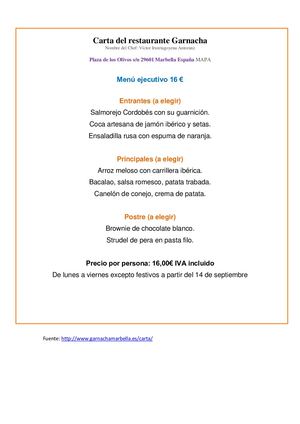 Tarea 3.3 CARTA DEL RESTAURANTE LA GARNACHA